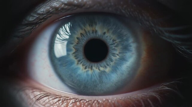 Extreme macro footage of a single beautiful healthy human slate-blue iris for world sight day