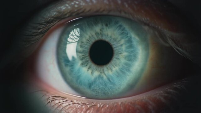 Extreme macro footage of a single beautiful healthy human seafoam green iris for world sight day