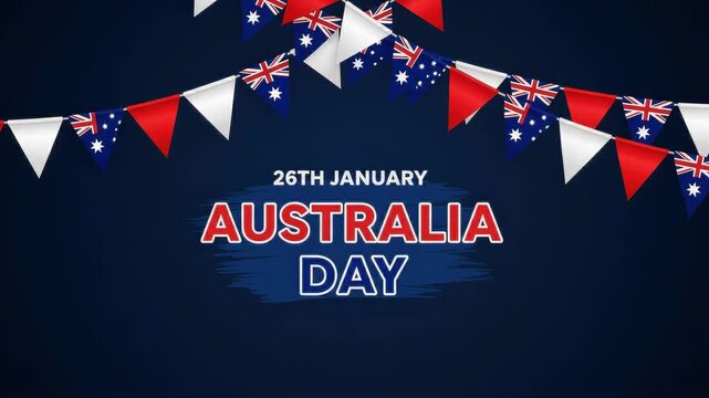 Australia day celebration banner with bunting flags