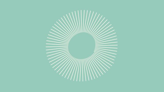 Geometric sunburst patterns in repeating rows on teal and black background seamless motion