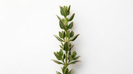 Fototapeta premium Single green plant sprig standing vertical isolated on white background