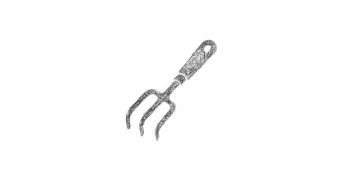 Sketch hand cultivator icon animation - smooth progressive reveal