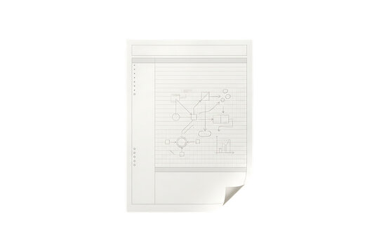 A single sheet of lined paper with a curled corner isolated on transparent background