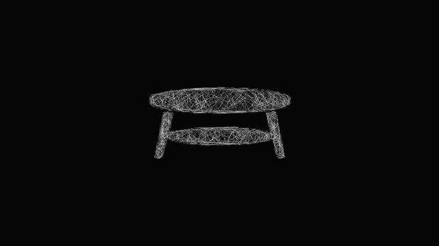 Sketch coffee table icon animation - smooth progressive reveal