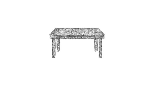 Sketch dining table icon animation - smooth progressive reveal