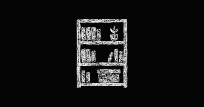 Sketch bookcase icon animation - smooth progressive reveal
