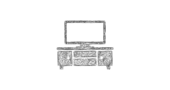 Sketch tv stand icon animation - smooth progressive reveal