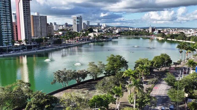 Lakefront Park In Campina Grande In Paraiba Brazil. Lakefront Landscape. Beautiful Cityscape. Lakefront Park In Campina Grande In Paraiba Brazil. Downtown Skyline. Tourism Landmark. 