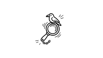 Obraz premium Bird perched on magnifying glass.