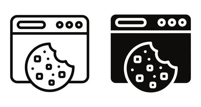 Web browser cookie icon set representing internet tracking data privacy settings digital security website cache and online user preferences management