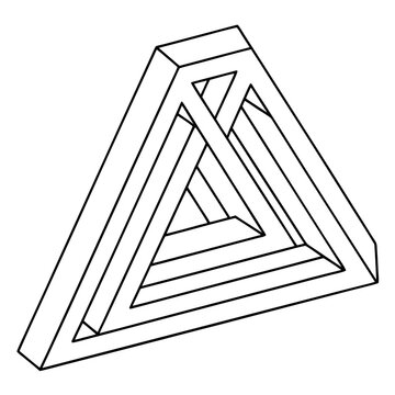 Impossible triangle geometric illusion shape outline icon