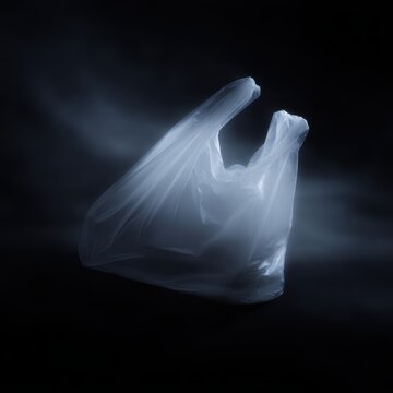 plastic bag isolated on dark background environmental pollution concept