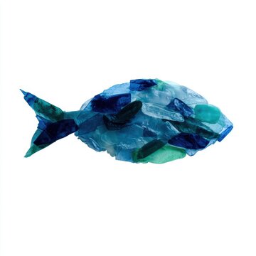 fish silhouette filled with plastic waste ocean pollution concept