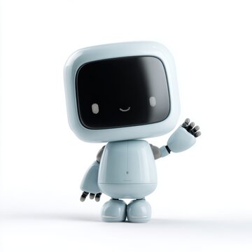 cute friendly robot character waving hello ai assistant mascot concept