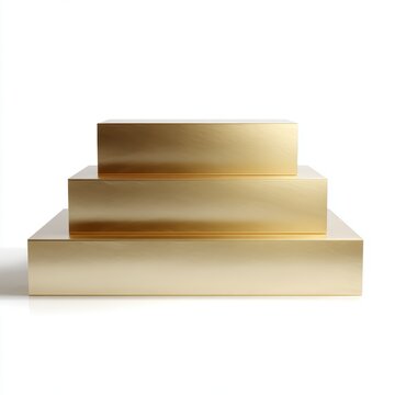gold three tier podium stage award platform isolated transparent background