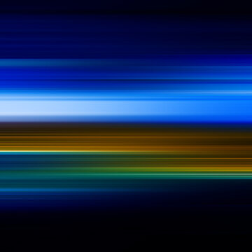 Dark abstract background with glowing blue and gold horizontal streaks