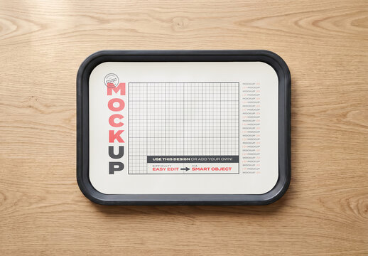 Empty Fast Food Tray with Design Branding Paper Mockup