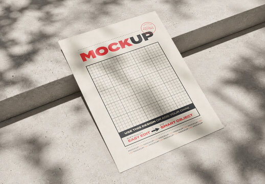 Page Poster on Floor with Step Branding Mockup