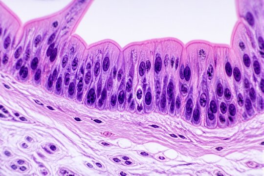 Epithelial tissue section stained for microscopic study