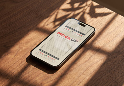 Smartphone Screen Mockup on Walnut Desk