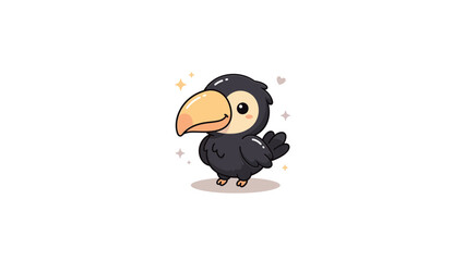 Fototapeta premium Chibi toucan bird character illustration.