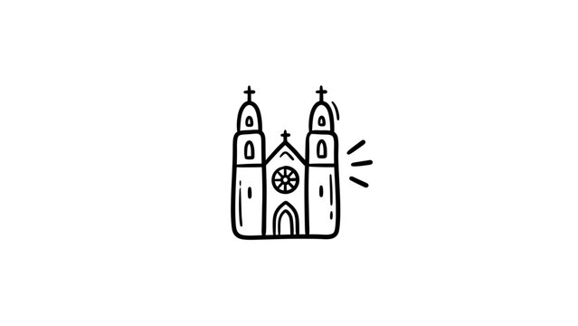 Christian church or cathedral line drawing.