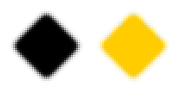 Blank Rhombus Shape Road Sign Halftone Effect Graphic Vector Illustration