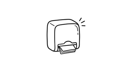Fototapeta premium Clean line art paper towel dispenser icon for bathroom.