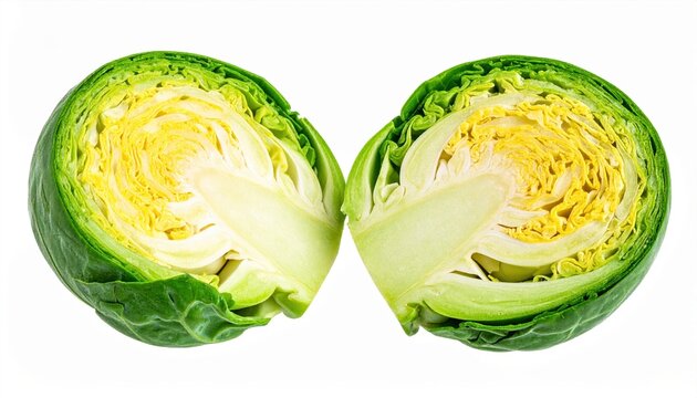 Brussels sprouts cut in half isolated