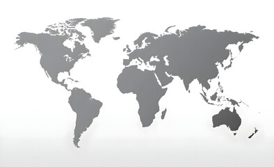 Fototapeta premium Vector world map, set against a pure white background. Flat Earth design, gray template suitable for web pages, annual reports, infographics. Globe icon similar to a world map. Ideal for worldwide tra