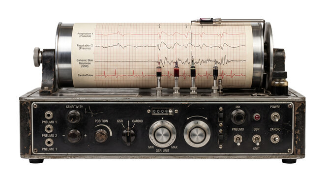 Vintage polygraph machine recording physiological data with multiple channels