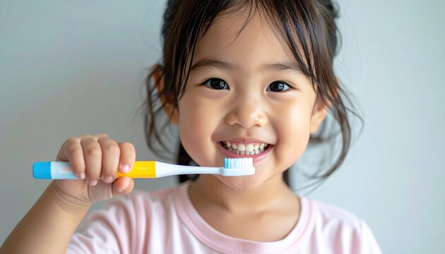 Child using kid friendly toothpaste