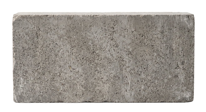 A single gray concrete block isolated on a white background for construction purposes