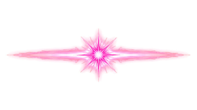 Hand drawn central starburst twin cross flare with extended horizontal streaks luminous effect cutout with real transparency