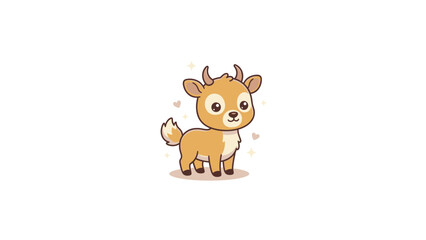 Fototapeta premium Cute baby deer fawn cartoon illustration.
