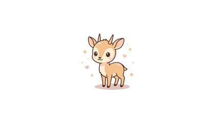Fototapeta premium Cute baby deer fawn cartoon illustration.
