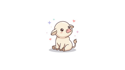 Naklejka premium Cute baby pig sitting on white background.