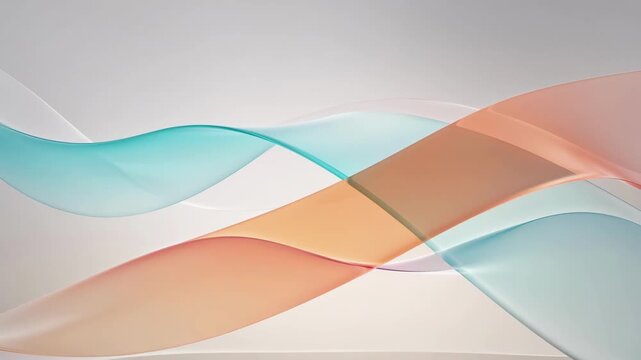 Abstract translucent pastel ribbons overlap in a smooth minimalist style on light background, symbolizing harmony and unity