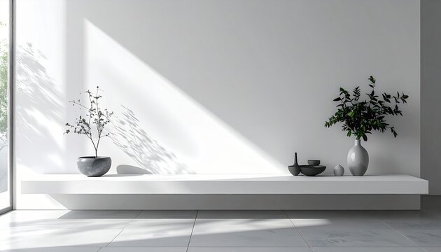 floating white shelf minimal interior