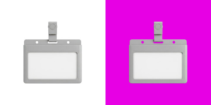Grey plastic name badge holder for event security identification png