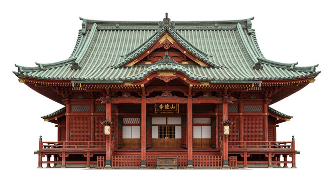 Traditional Japanese temple architecture with ornate red and gold details