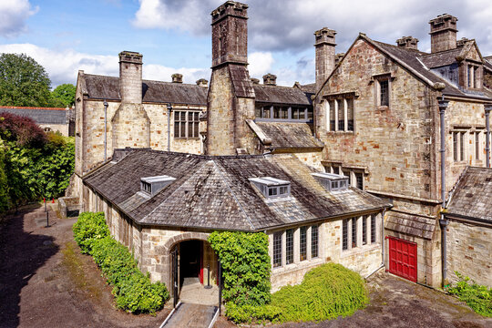 Historic Gabled Estate Architecture and Servants Wing Facade