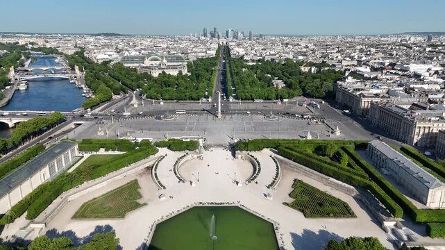 La Concorde Square At Paris Ile De France In France. Tuileries Palace. Paris City Landscape. La Concorde Square At Paris In Ile De France France. Champs Elysees Avenue. Cultural Heritage.