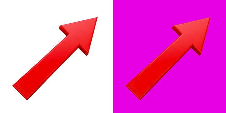 Red 3D arrow sign pointing up to the right corner png