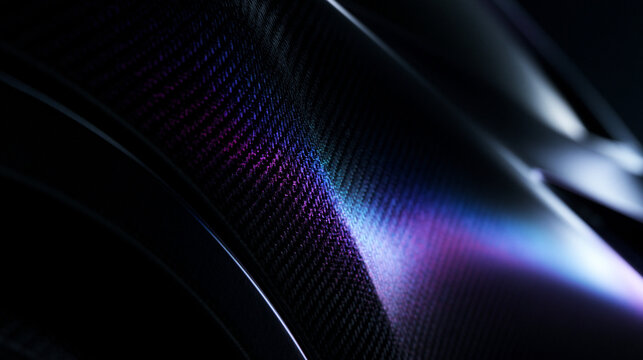 Carbon Fiber Texture with Futuristic Neon Light Reflection
