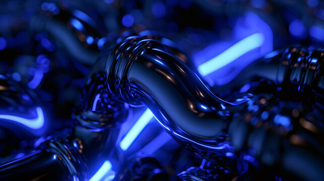 Futuristic Digital Network Cables with Glowing Blue Light