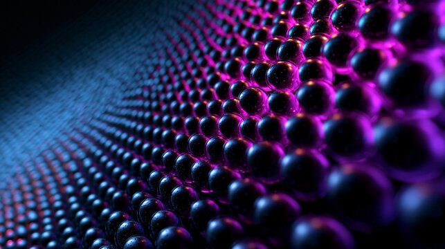 Abstract Futuristic Digital Network Grid with Glowing Neon Spheres