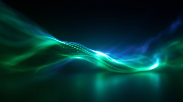 Abstract Glowing Green and Blue Energy Wave Background