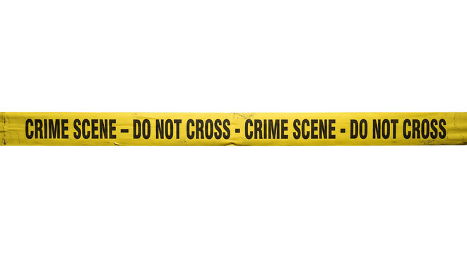 Yellow crime scene tape with black lettering saying do not cross