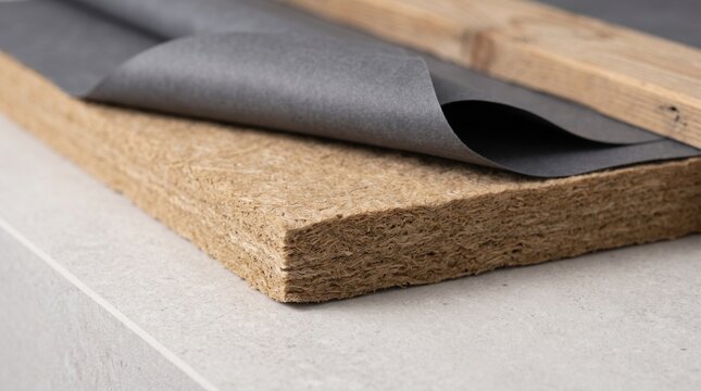 Wood-fiber insulation and vapor barrier material detail